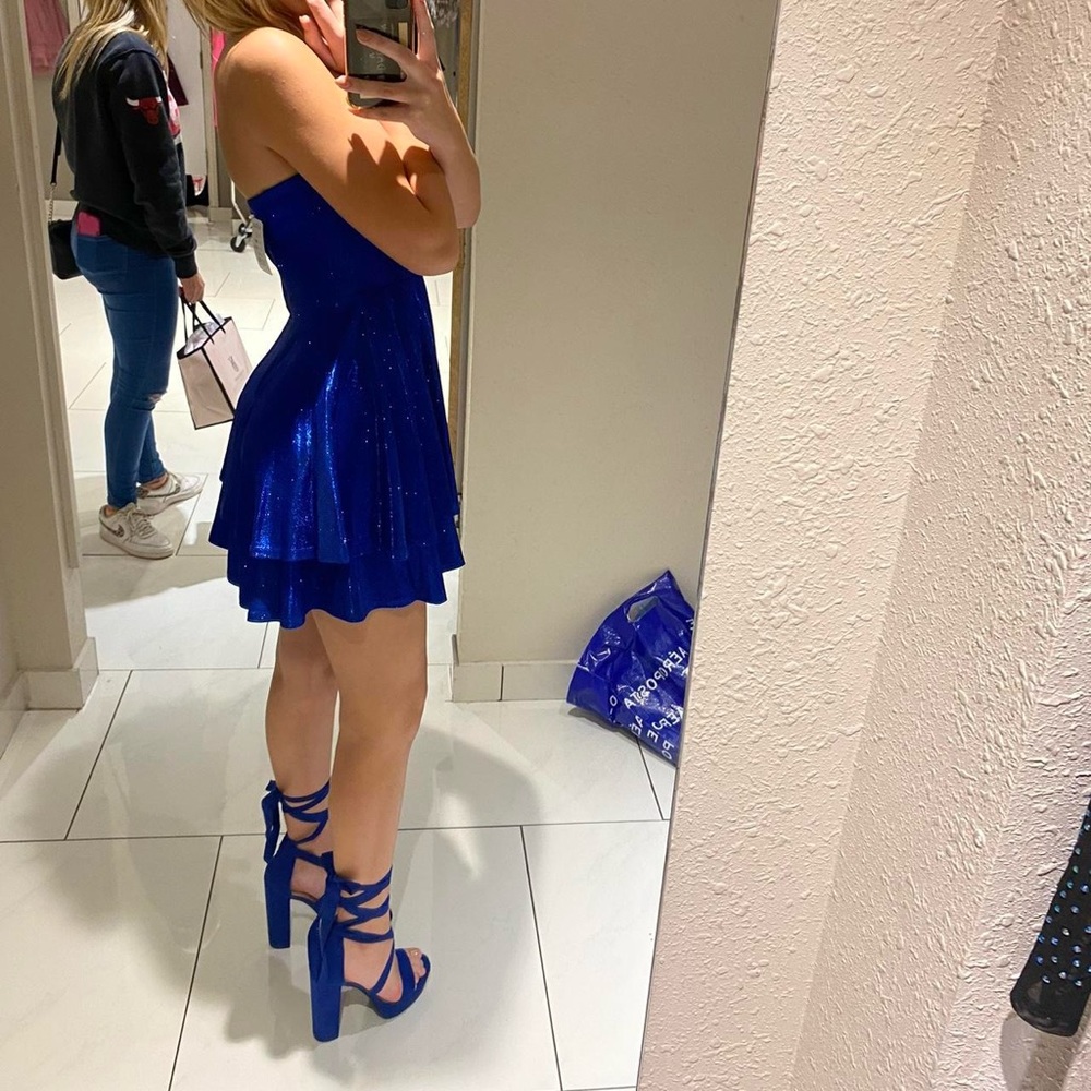 sparkly blue mini dress